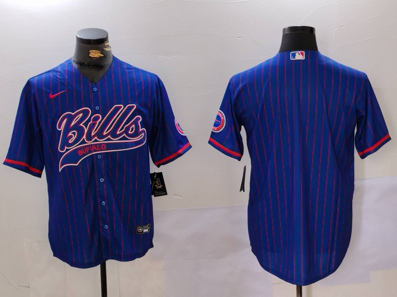 Men Buffalo Bills Blank Blue Stripe Joint Name 2024 Nike Limited NFL Jersey style 910